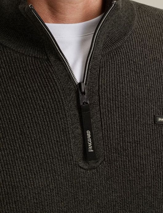 Vanguard Trui zwart half zip opstaande kraag
