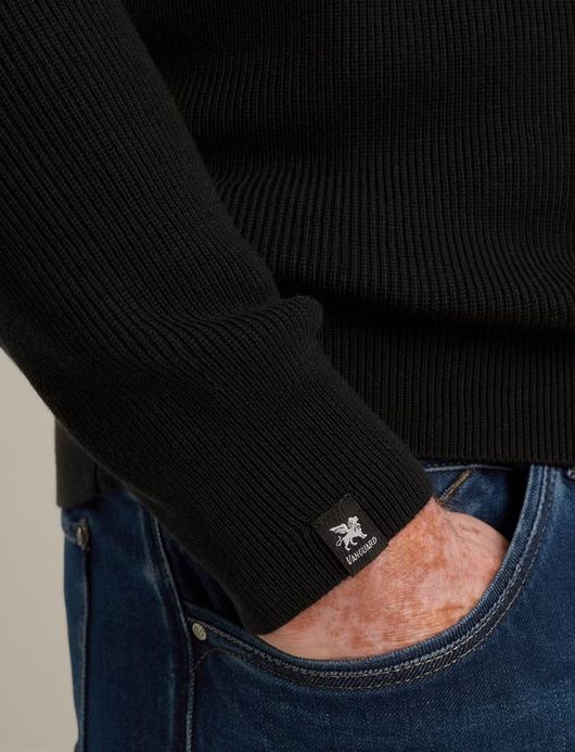 Vanguard Trui Zwart Half Zip zwarte rits opstaande kraag