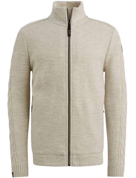 Vanguard Vest Beige rits gebreide mouwen merinowol