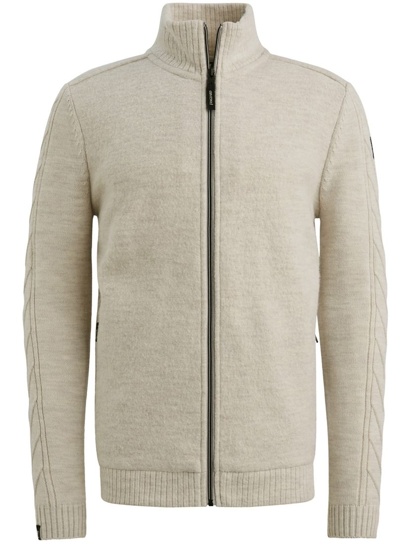 Vest Vanguard Beige rits merinowol gebreide mouwen