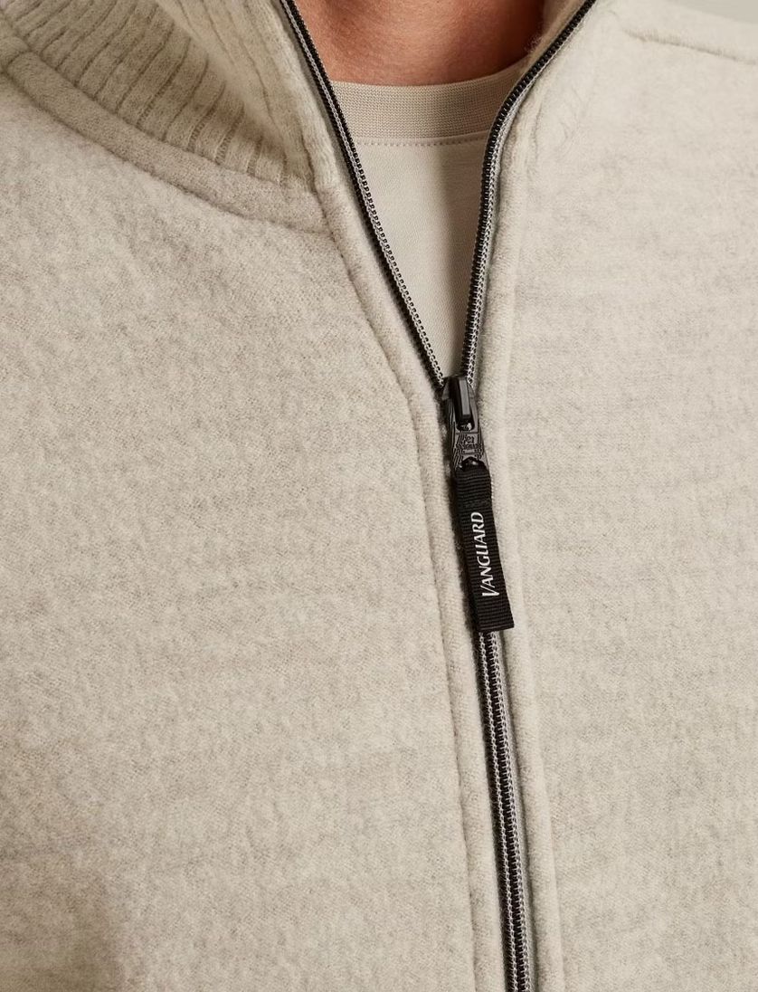 Vest Vanguard Beige rits merinowol gebreide mouwen