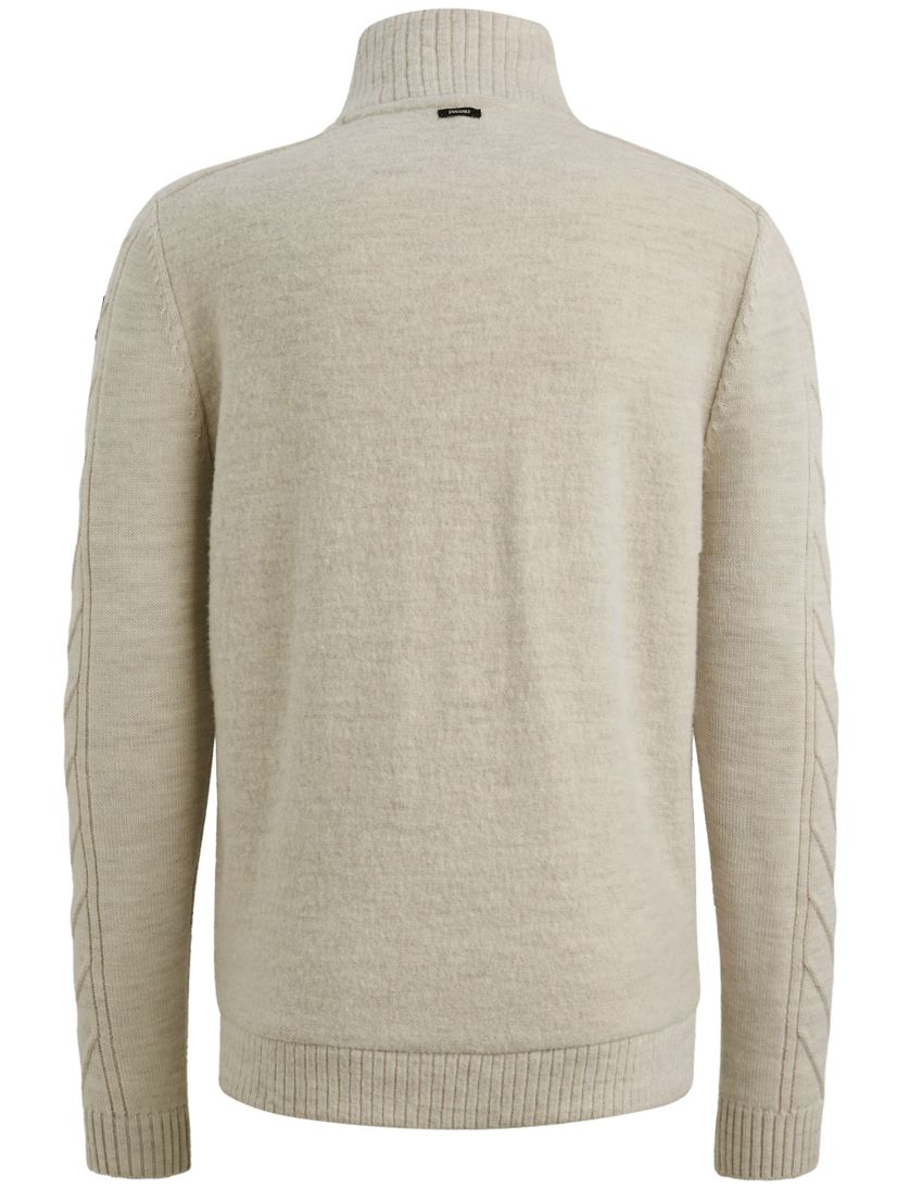 Vest Vanguard Beige rits merinowol gebreide mouwen