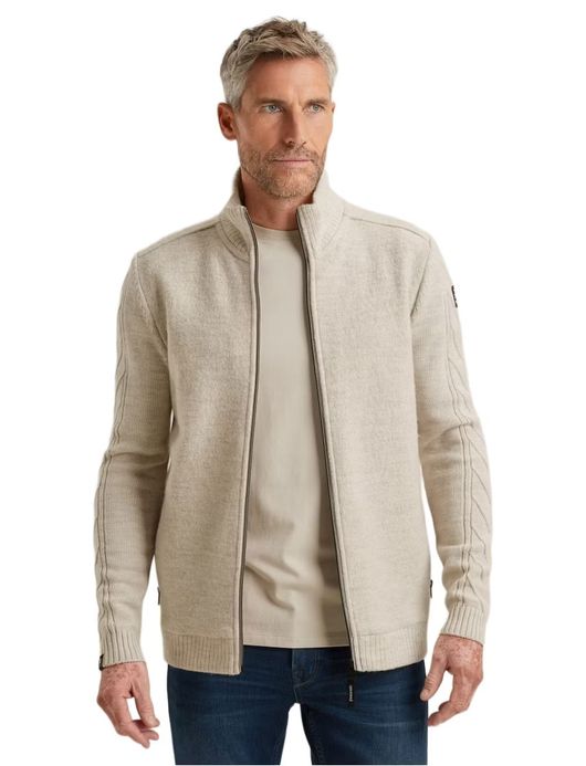 Vanguard Vest Beige rits gebreide mouwen merinowol