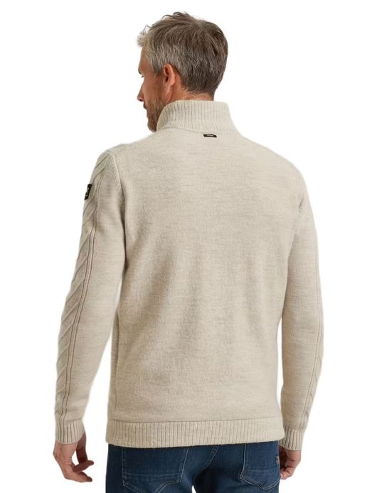 Vanguard Vest Beige rits gebreide mouwen merinowol