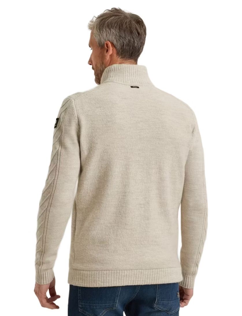 Vest Vanguard Beige rits merinowol gebreide mouwen
