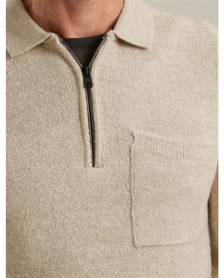 Vanguard half zip effen trui beige