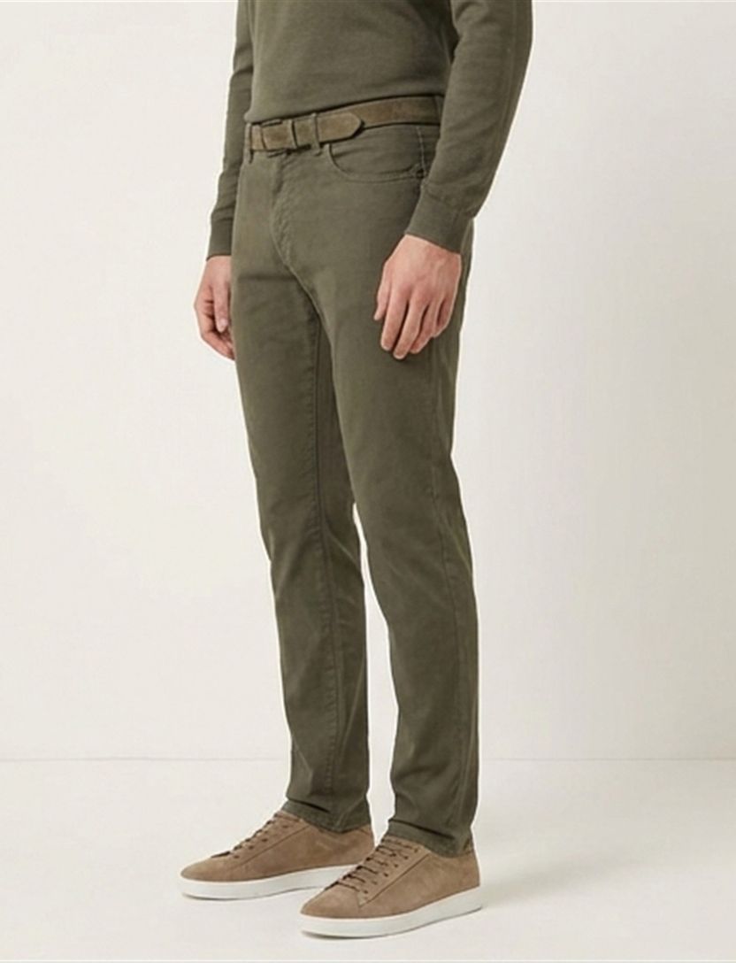 Pierre cardin groen broek effen katoen