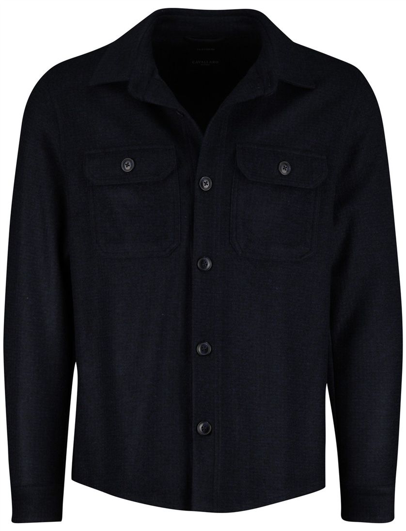 Cavallaro overshirt donkerblauw slim fit effen