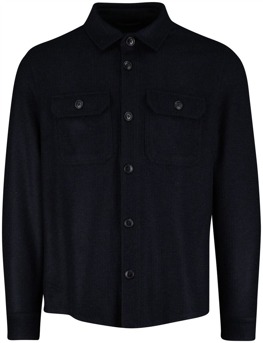 Cavallaro overshirt donkerblauw slim fit effen