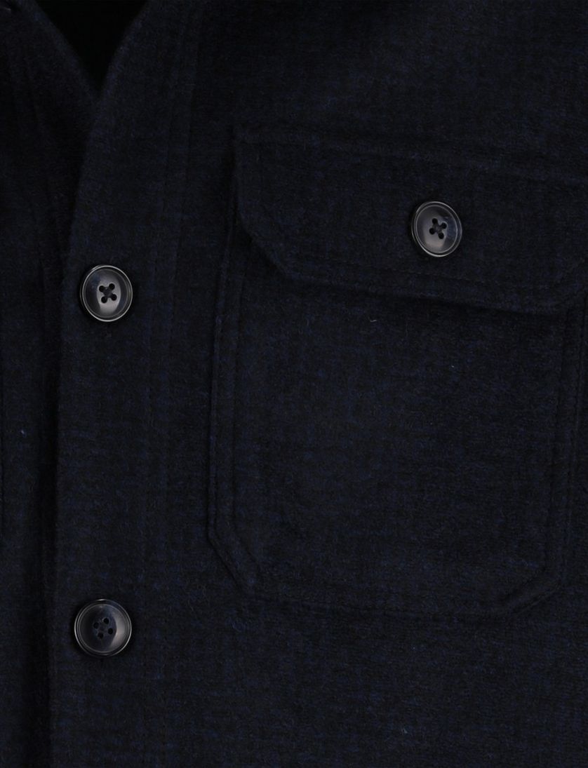 Cavallaro overshirt donkerblauw slim fit effen