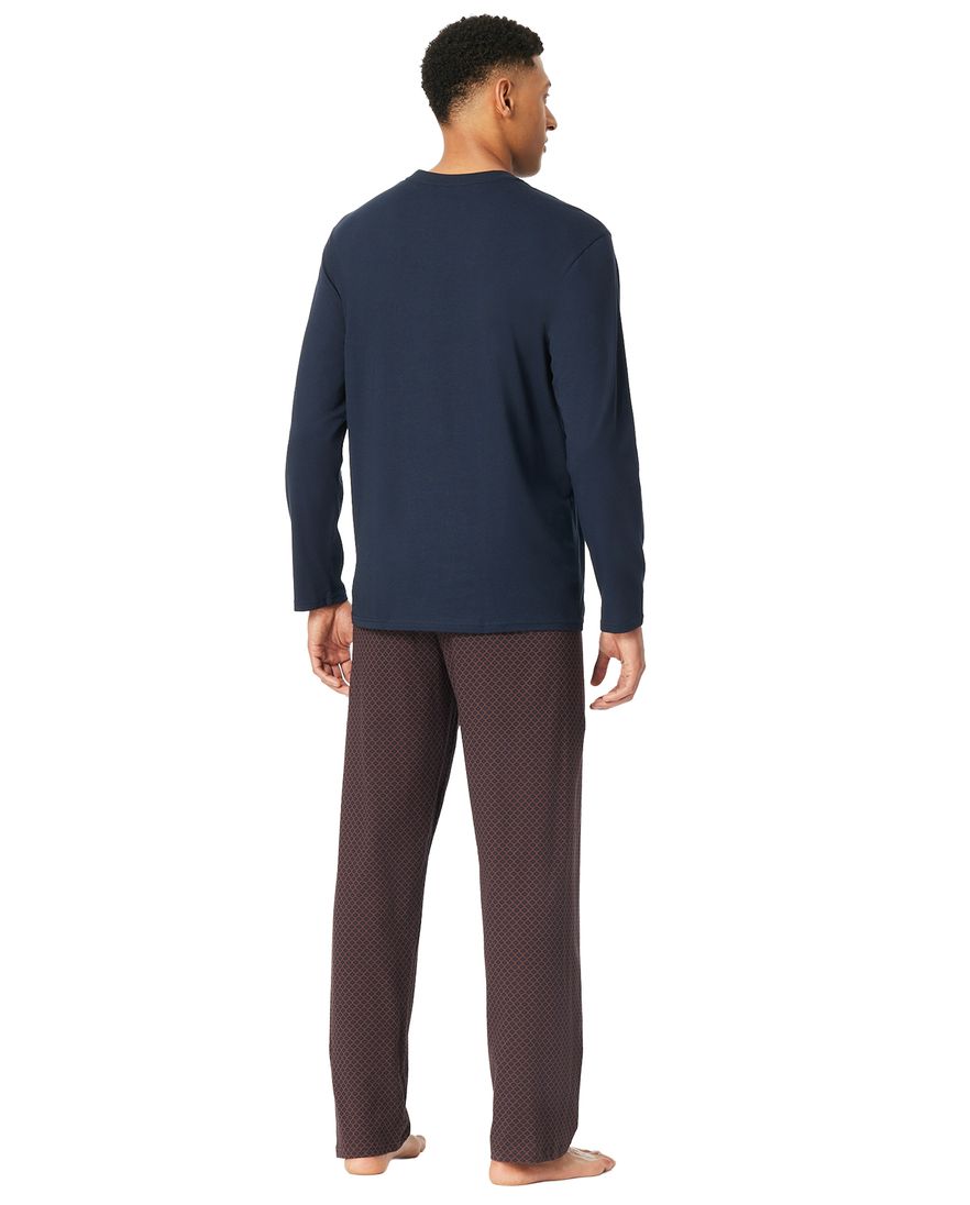 Schiesser pyjama rood en donkerblauw