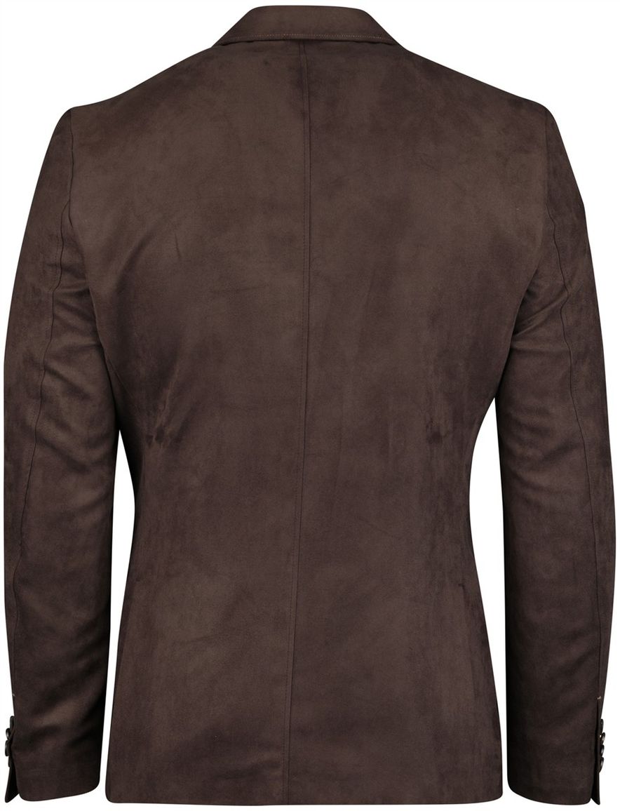 Scotland Blue Colbert Bruin suede accentstiksel