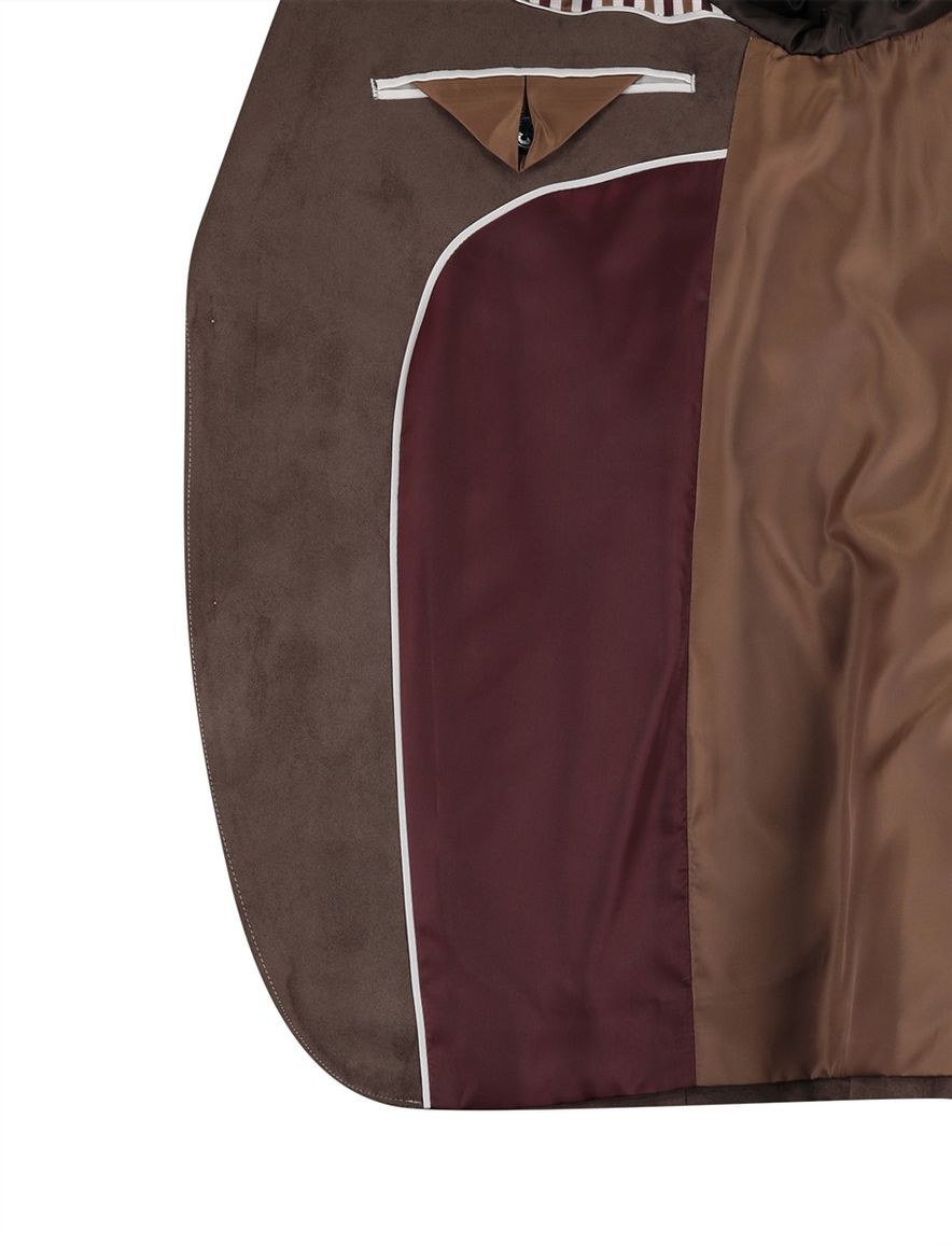 Scotland Blue Colbert Bruin suede accentstiksel