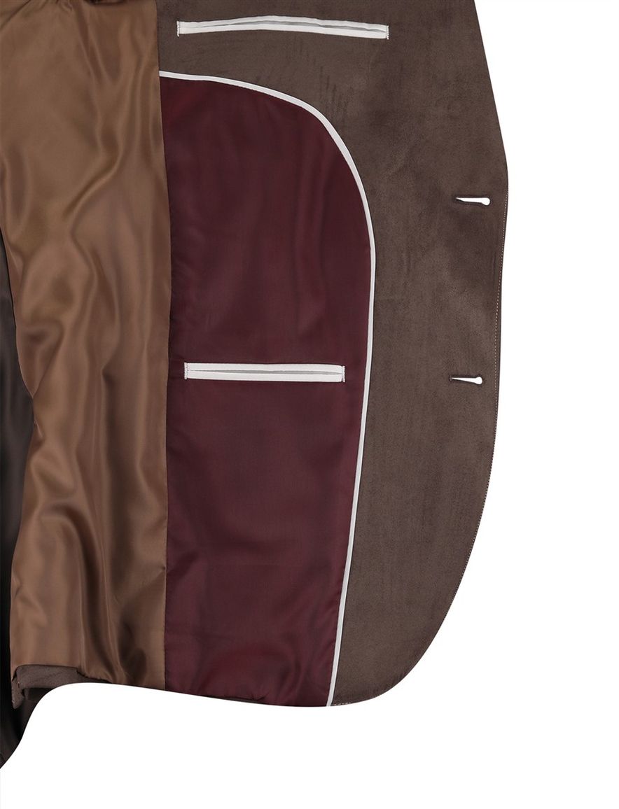 Scotland Blue Colbert Bruin suede accentstiksel