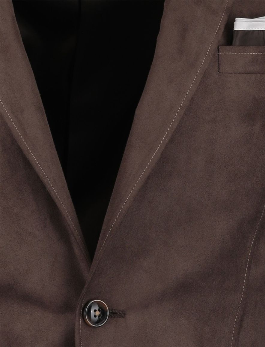 Scotland Blue Colbert Bruin suede accentstiksel