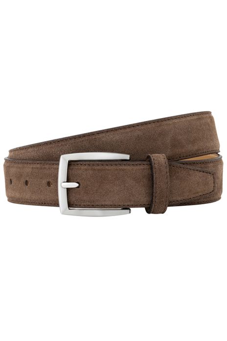 Lindenmann riem suède donkerbruin