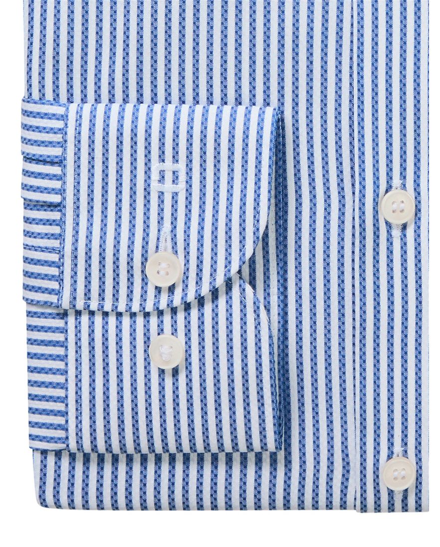 Olymp Level Five blauw gestreept overhemd body fit tijdloos