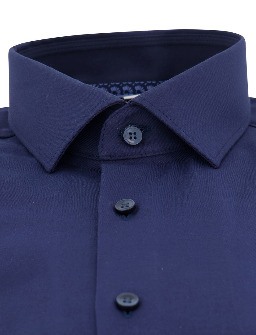 Olymp level 5 body fit overhemd donkerblauw effen