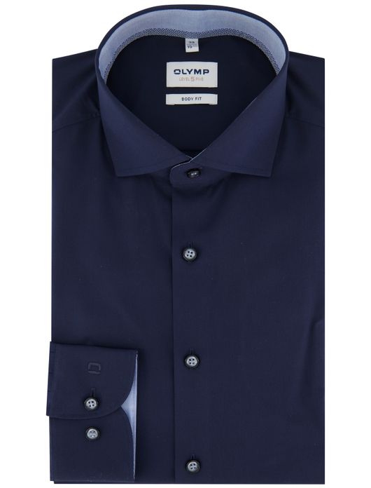 Olymp level 5 body fit donkerblauw overhemd