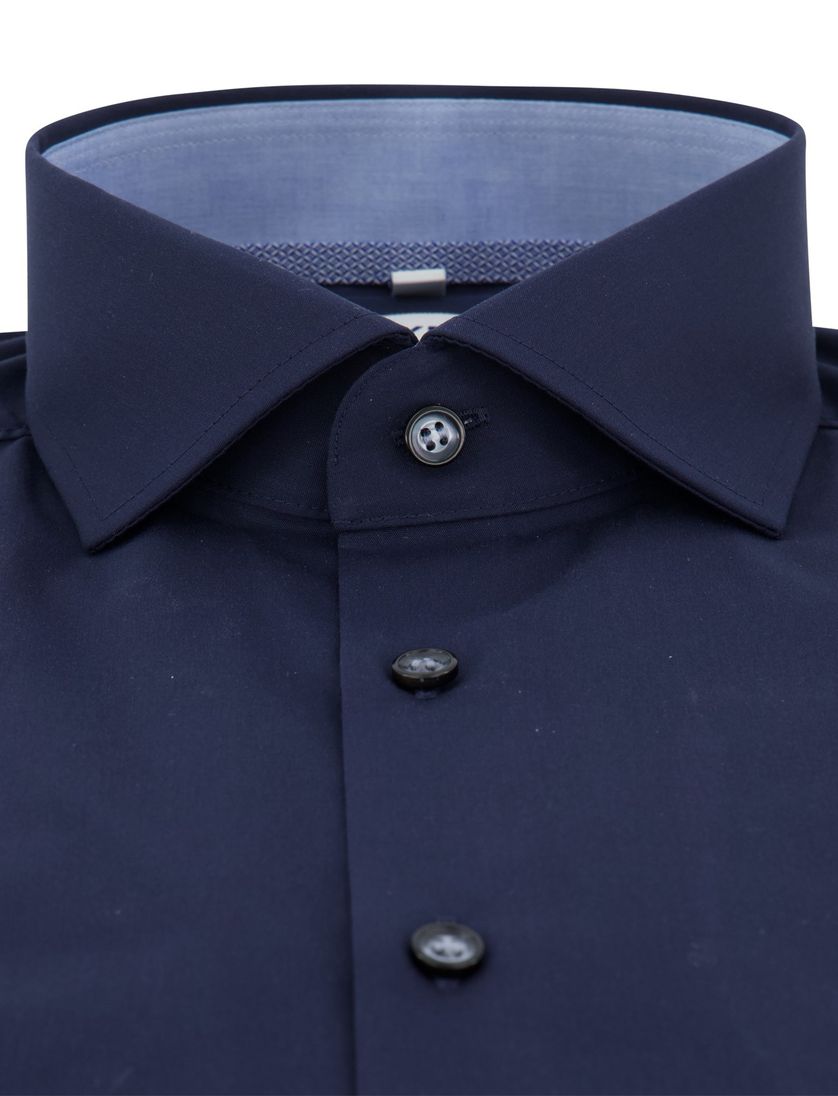 Olymp overhemd level 5 body fit effen donkerblauw