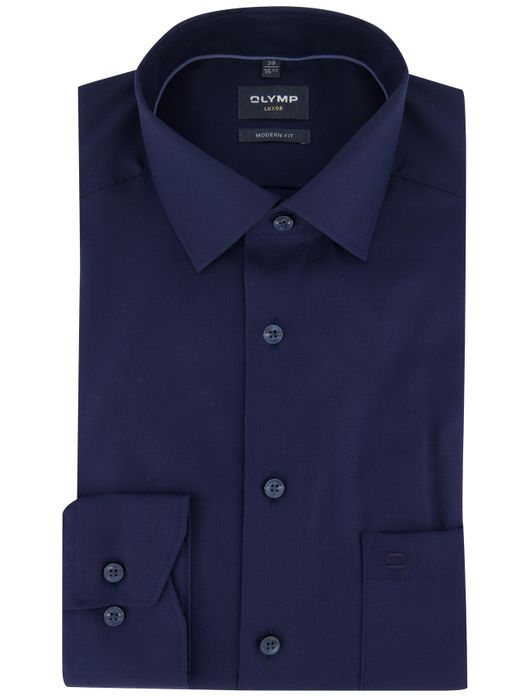 Olymp Modern Fit overhemd donkerblauw katoen