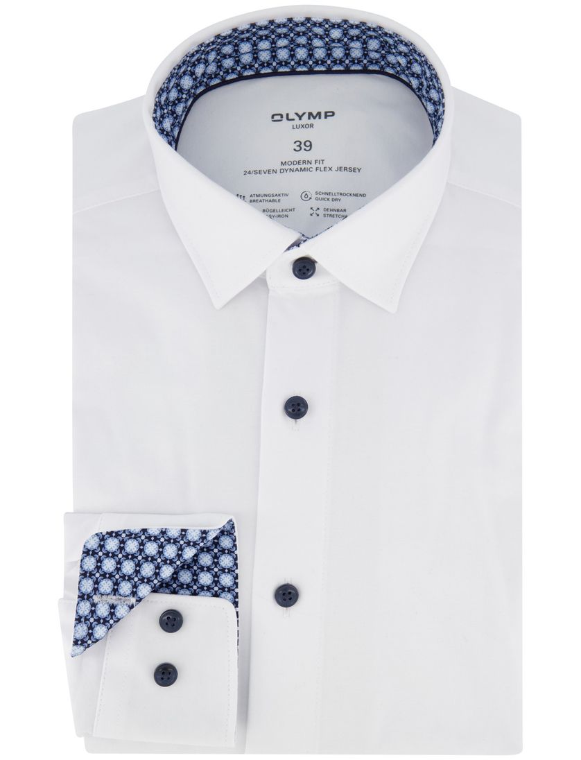 Olymp overhemd katoen wit effen normale fit