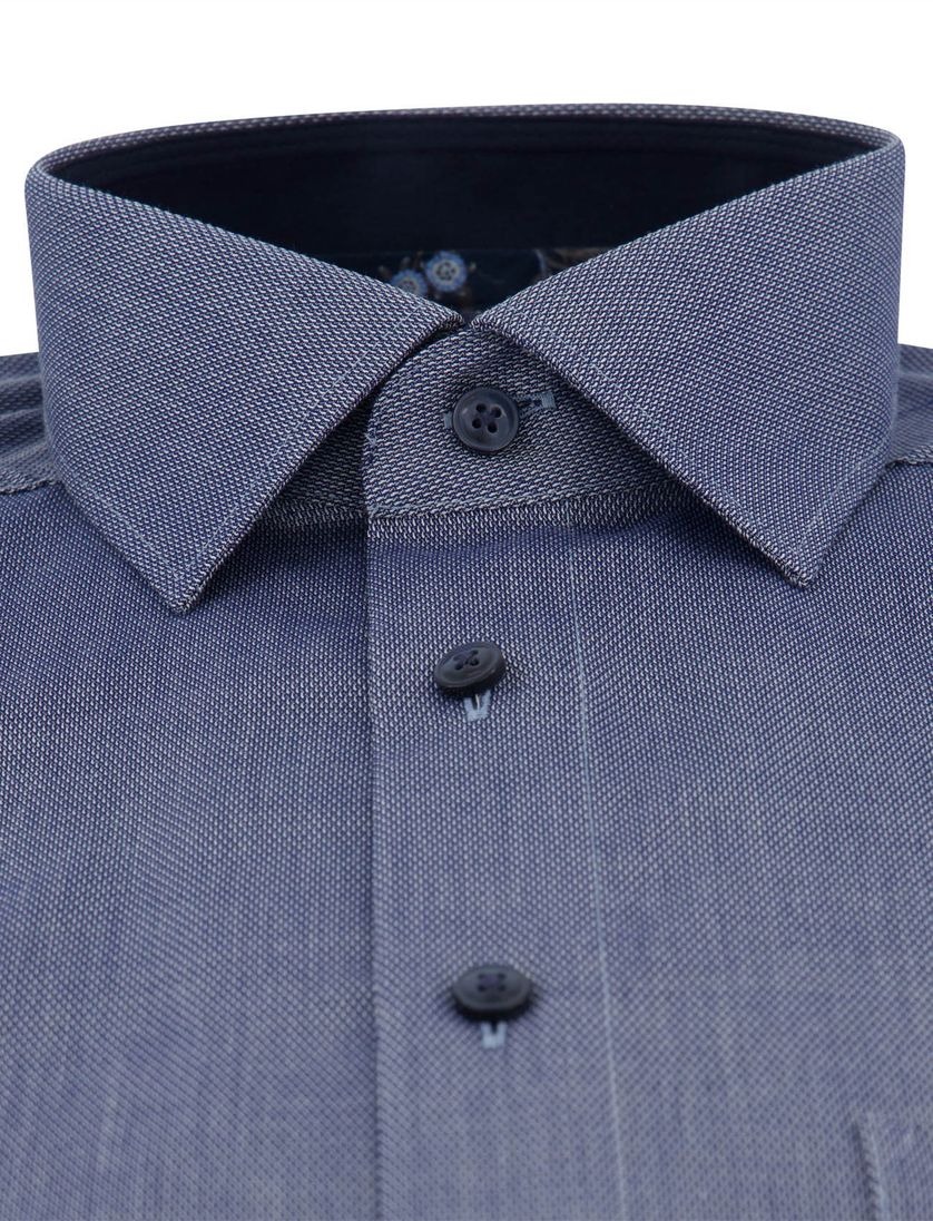 Olymp overhemd navy geprint katoen