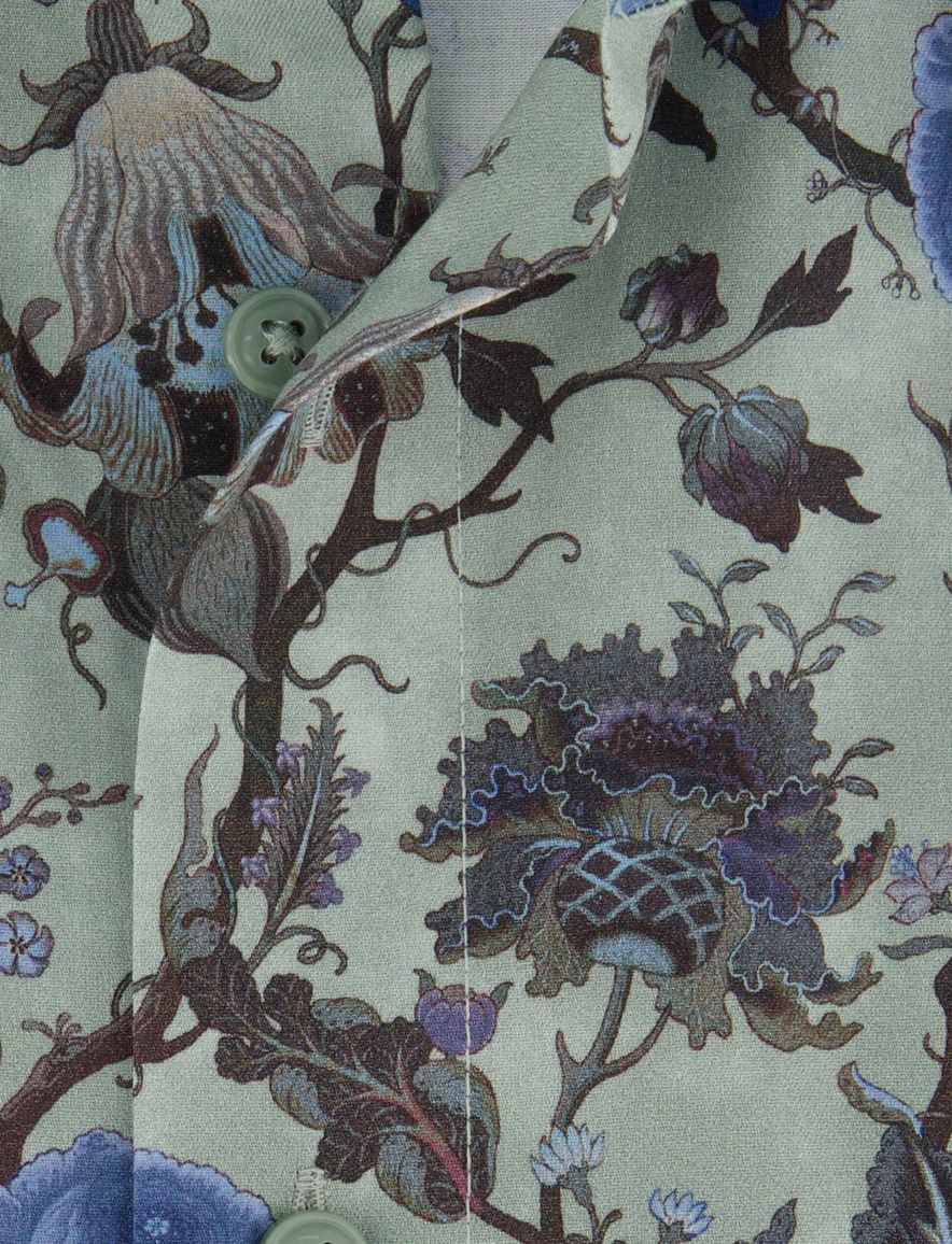 Olymp overhemd groen geprint katoen