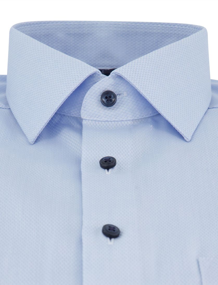 Olymp overhemd lichtblauw geprint katoen