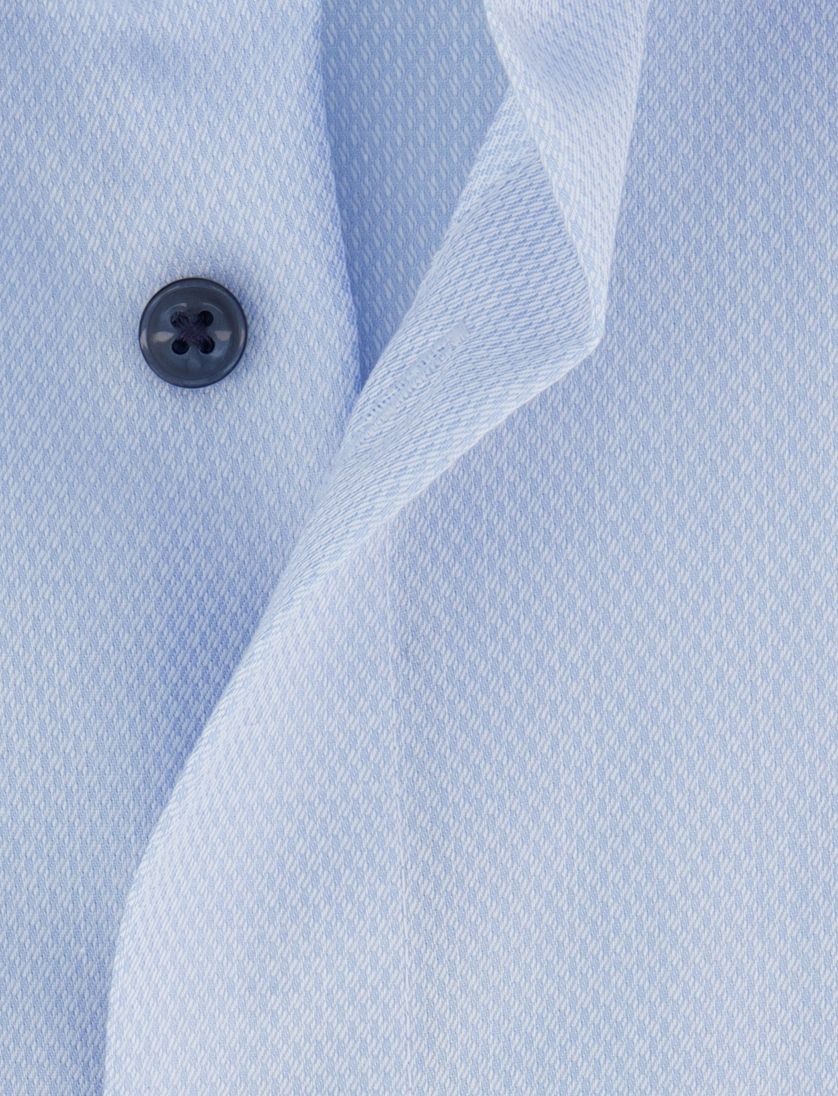 Olymp overhemd lichtblauw geprint katoen