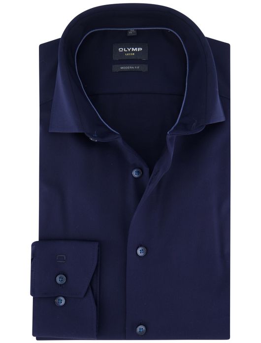 Olymp overhemd effen blauw modern fit katoen