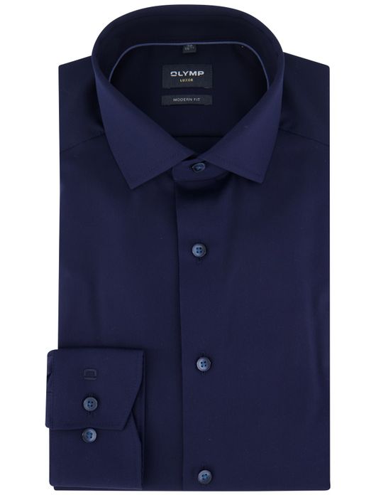 Olymp overhemd effen blauw modern fit katoen