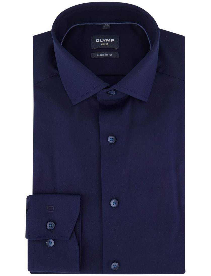 Olymp overhemd effen navy modern fit