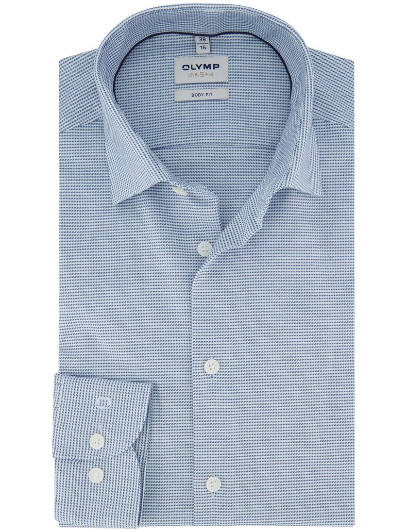 Olymp overhemd lichtblauw geprint slim fit