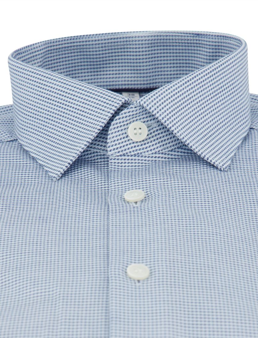 Olymp overhemd lichtblauw geprint slim fit