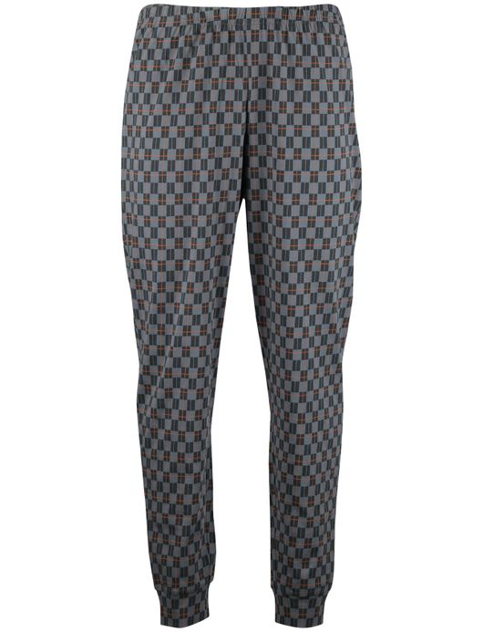 Schiesser lange pyjama katoen blauw effen