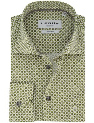 Ledub Ledub overhemd mouwlengte 7 print groen wide collar