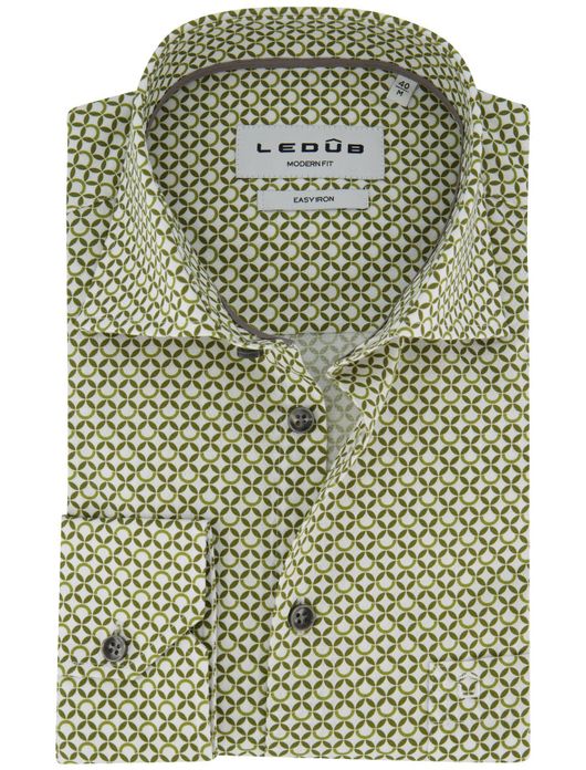 Ledub overhemd mouwlengte 7 print groen