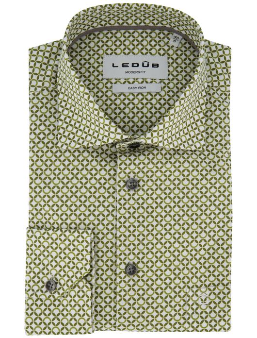 Ledub overhemd mouwlengte 7 print groen
