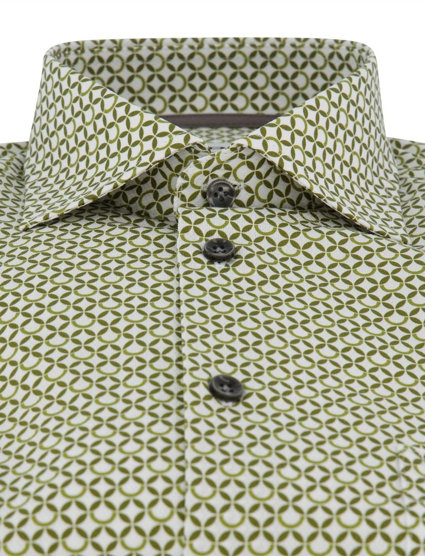 Ledub overhemd mouwlengte 7 print groen 100% katoen