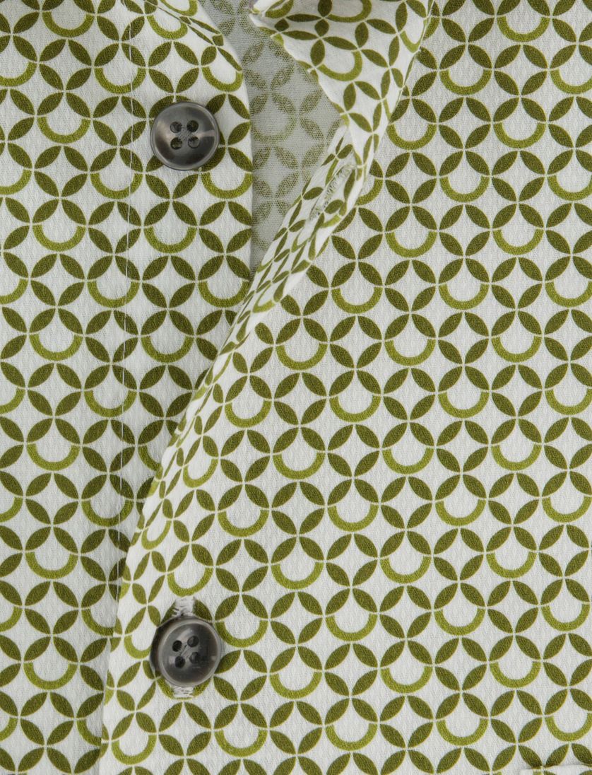 Ledub overhemd mouwlengte 7 print groen 100% katoen