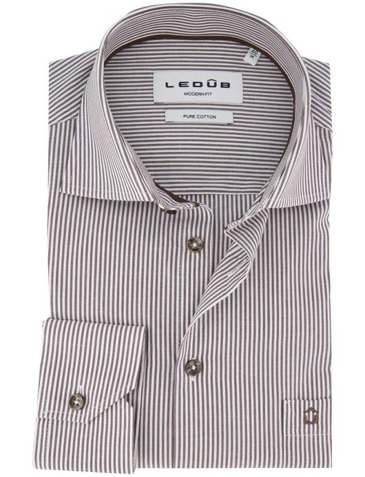 Ledub overhemd bruin gestreept