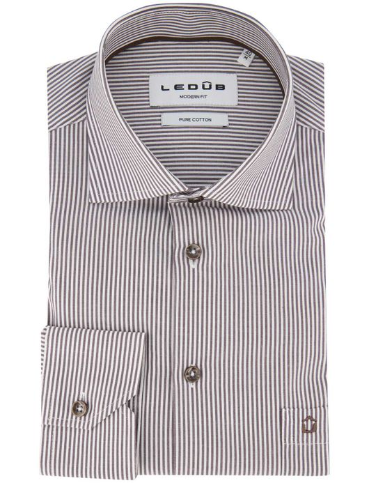 Ledub overhemd bruin gestreept