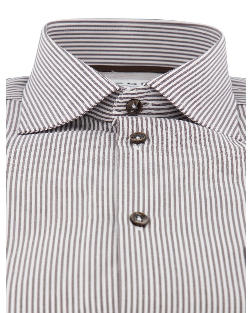 gestreept Ledub overhemd bruin katoen