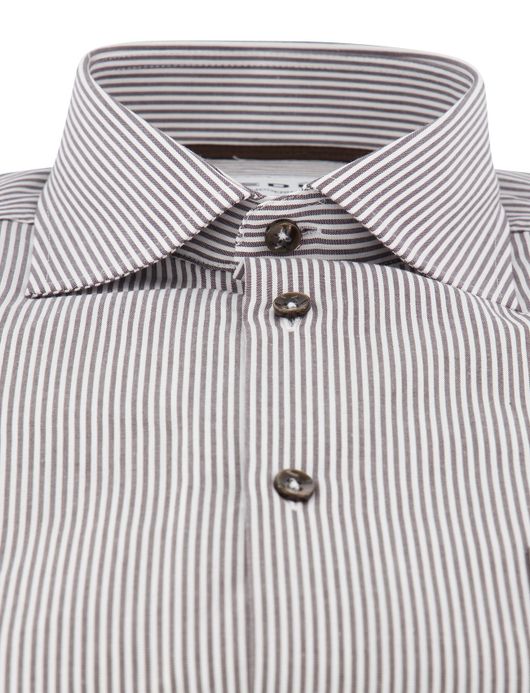 Ledub overhemd bruin gestreept