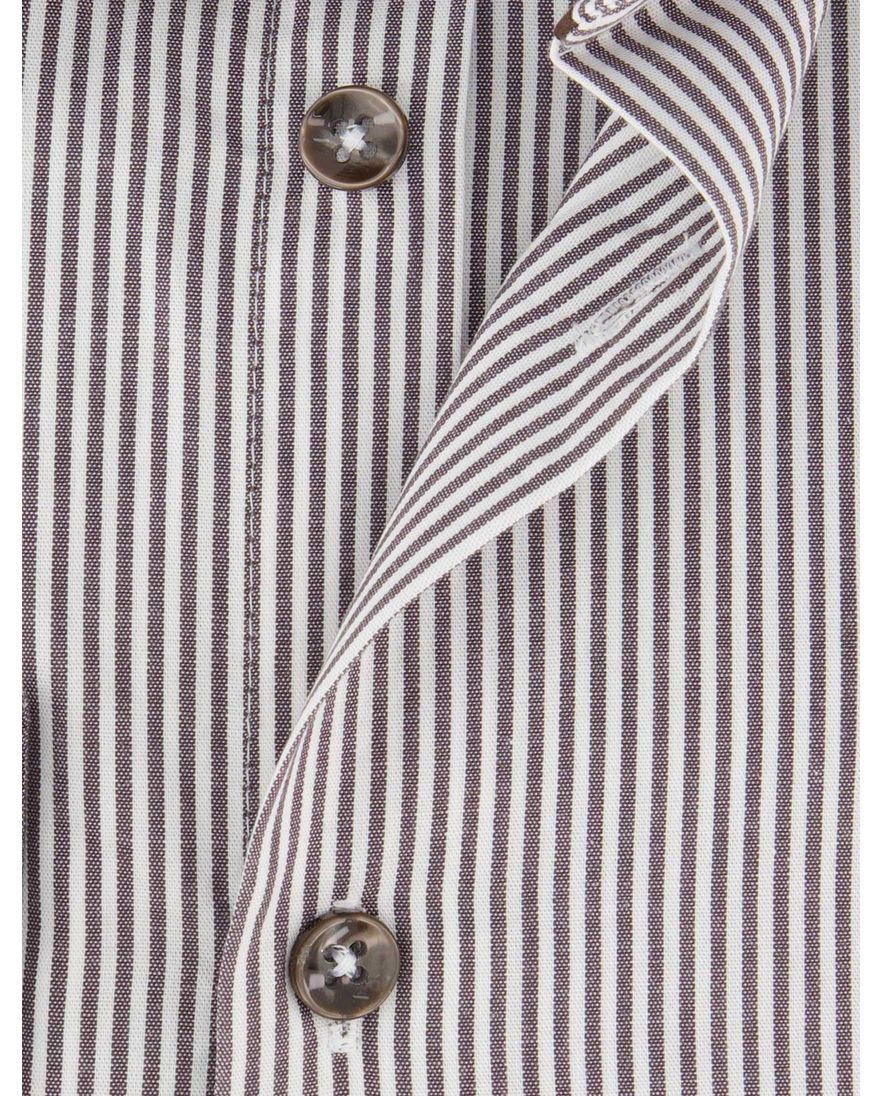 gestreept Ledub overhemd bruin katoen