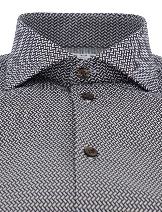 Ledub overhemd modern fit blauw patroon button-down collar