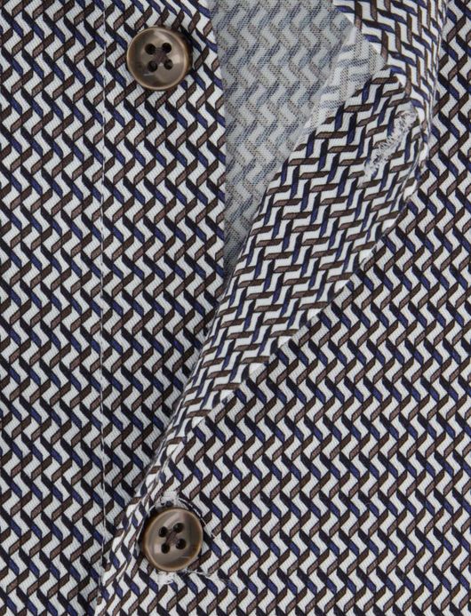 Ledub overhemd modern fit blauw patroon button-down collar