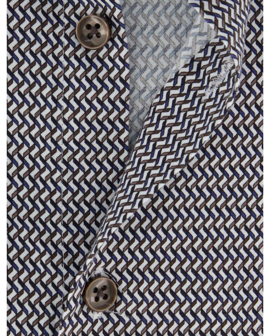 Ledub overhemd modern fit blauw patroon button-down collar