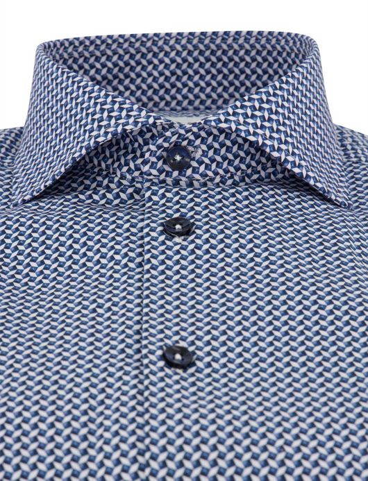 Overhemd Ledub Modern Fit ml 5 navy geprint
